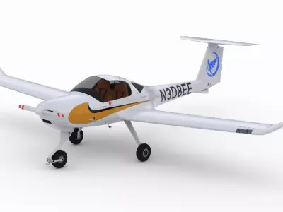 Aircraft Diamond DA20 Golden Low-poly 3D model