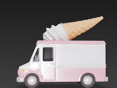 Stylized Ice Cream Truck 3D Model 3D Model Low-poly 3D model