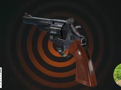 Classic Magnum Revolver - Wood Grip Edition 3D model