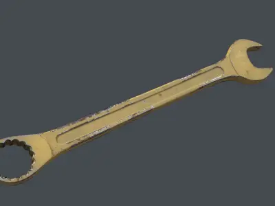 Yellow Industrial Combination Wrench Low-poly 3D model