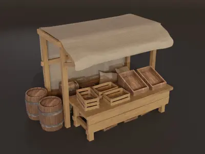Medieval Market Set  Low-poly 3D model