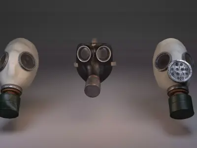 Gas masks collection Low-poly 3D model