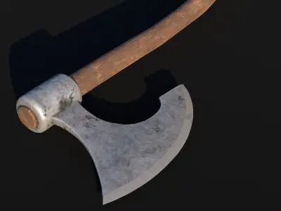 LowPoly Battle Axe GameReady Weapon Asset Low-poly 3D model