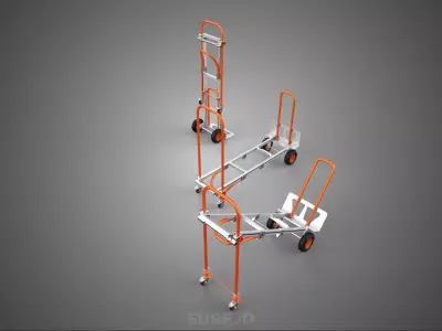 LUGGAGE BAGGAGE SKYCAP PORTER FOLDING CART HAND TRUCK TROLLEY UP 3D model