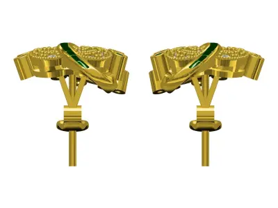 Antique Diamond Leaf Earring 3D print model