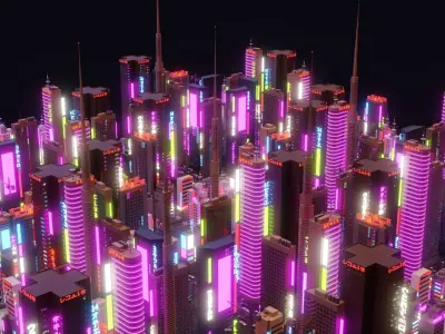 Cyberpunk City 3D model 2