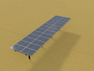 Agricultural photovoltaic 90 degrees 16m Low-poly 3D model