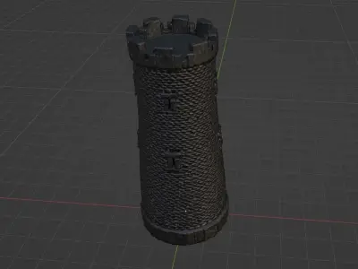 Castle Turret - Stone Embattlement Tower - Fortress Model Low-poly 3D model
