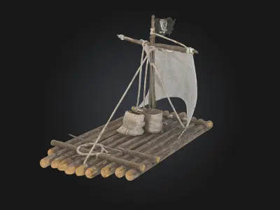Pirate Raft Model  Adventure on the Open Waters 3D model