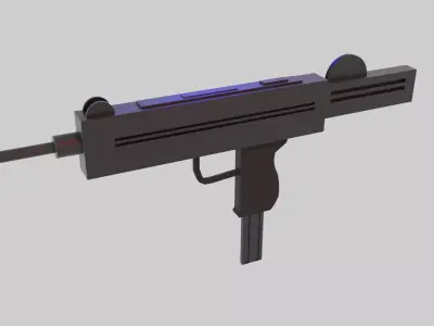 Uzi machine gun Low-poly 3D model
