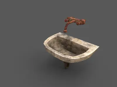 Old toilets wc Low-poly 3D model