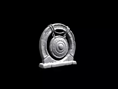 Low Poly Stylized Ancient Mossy Gong Low-poly 3D model