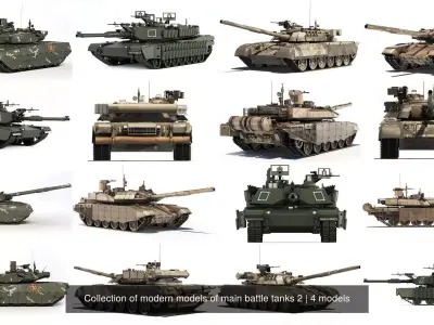 Collection of modern models of main battle tanks 2 3D Model Pack