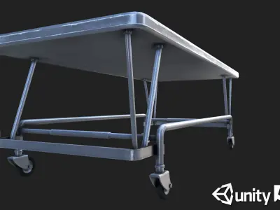 Old Hospital Steel Gurney Low-poly 3D model