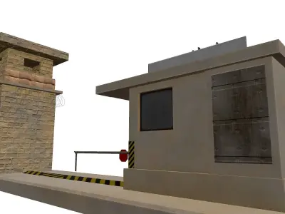 Desert Security Guard Booth Low-poly 3D model