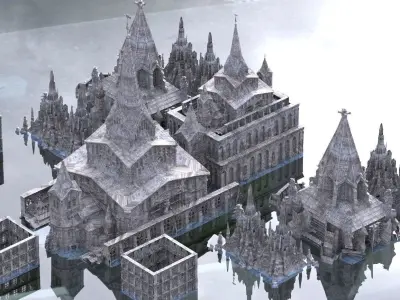Cthulhu Cult Church with Gothic halls Kit bash 3D model