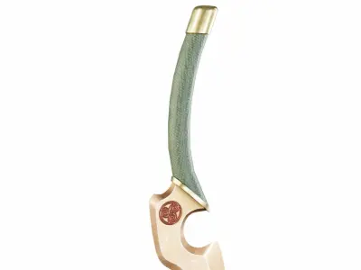 Short curved sword  Low-poly 3D model