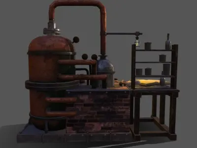 Steampunk Refinery 3D model