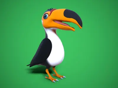cartoon toucan Low-poly 3D model