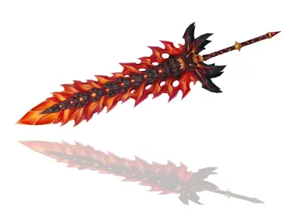 Crystal Flame Big Sword Low-poly 3D model