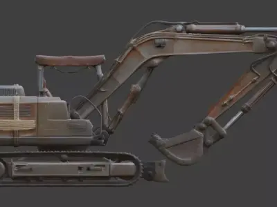 Rusted Wasteland Crawler Excavator Low-poly 3D model