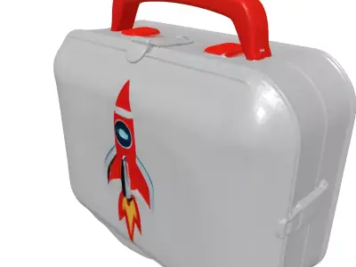Dented Retro Rocket Lunchbox 3D model