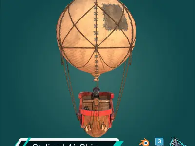 Stylized Airship Low-poly 3D model