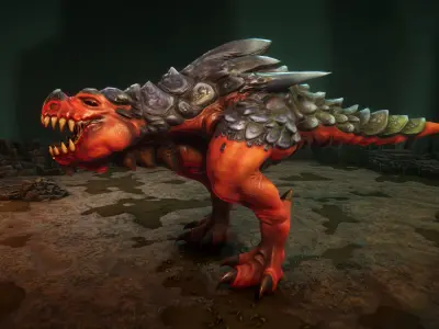 Lizards creature with teeth and claws Low-poly 3D model