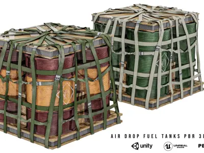 Air Drop Fuel Tanks  Pack Low-poly 3D model
