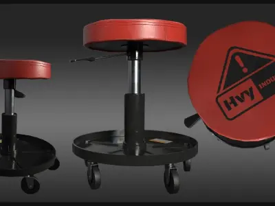 Adjustable Shop Stool Low-poly 3D model