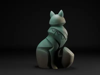 Stylized Fox Totem  Game Asset  3D Print-Ready Model 3D print model