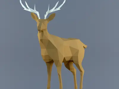 DeerLowpoly deer with antlers Low-poly 3D model