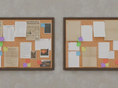 Classic Wooden Corkboard Trio - Customizable Wall-Mounted Pin Boards 3D model