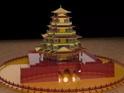 Chinese ancient house  3D model get