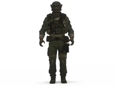 Elite Covert Ops Soldier Realistic Rigged 3D Character Model Low-poly 3D model