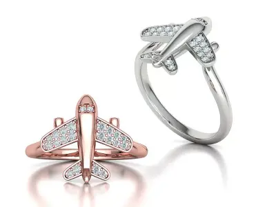 Airplane Diamond Ring 3dprint model Own design 3D print model