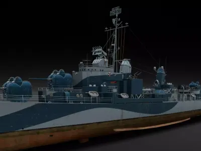 Destroyer Ship 3D Model  Low-poly 3D model
