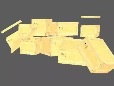 Set of wooden boxes Low-poly 3D model