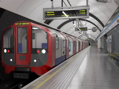 London Tube Underground Platform Scene 3D model