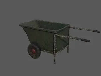 Two wheel old used style garden trolley with details used marks Low-poly 3D model