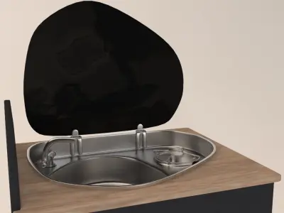 RV 304 stainless steel vegetable sink with lid gas stove sink 3D model