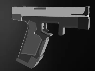 white pistol Low-poly 3D model