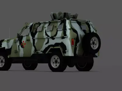  KRAZ Cougar 6x6 Heavy Military Truck Ukrainian Cargo Truck  Low-poly 3D model