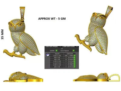 Owl Pendant 3D model