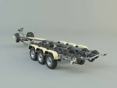 tri axle boat trailer model 3D model