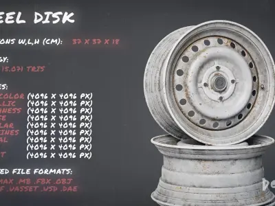 Car Wheel Rim Tire Pack -Clean New and Worn Dirty Old Game Ready Low-poly 3D model