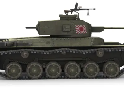 Chi-Ha 47 - Japanese Medium Tank WWII 3D Model Low-poly 3D model