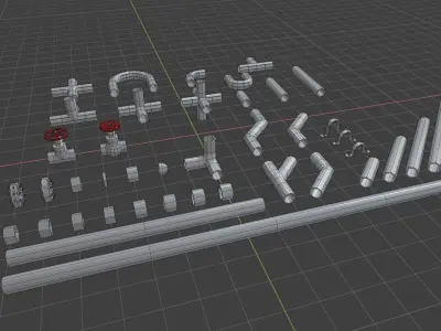  Modular Pipes Low-poly 3D model