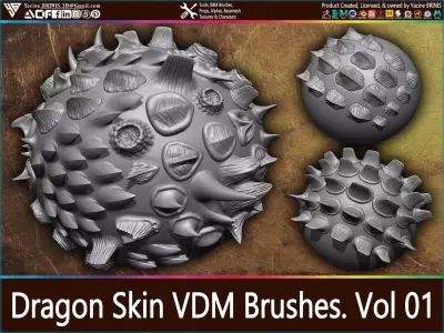 Dragon Skin VDM Brushes for ZBrush Vol 01 Low-poly 3D model