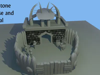 Stylized Orc Town - Barracks Low-poly 3D model